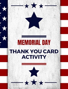 Preview of Memorial Day Thank You Card Activity - No Prep