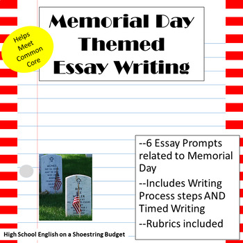 Preview of Memorial Day Themed Essay Writing, w Rubrics & Printables