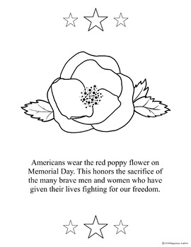 Memorial Day Poppy Coloring Page by Kid Explorer