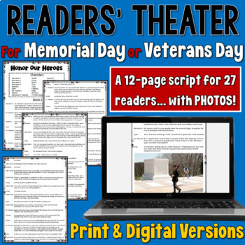 Preview of Memorial Day/Veteran's Day Readers' Theater Script in Print and Digital Easel