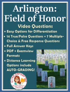 Preview of DISTANCE LEARNING Arlington Field of Honor Worksheet- Perfect for Memorial Day!