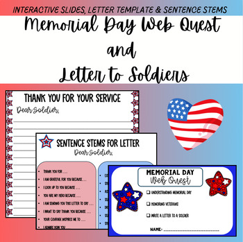 Preview of Memorial Day Web Quest & Soldier Appreciation Activity