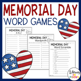 Memorial Day Activities | Word Games | Free