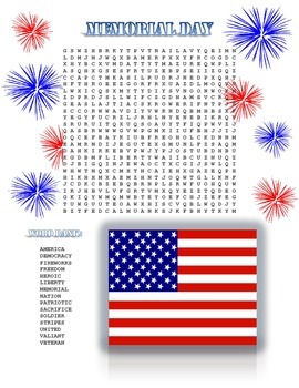 memorial day activity word search by your best drafts tpt