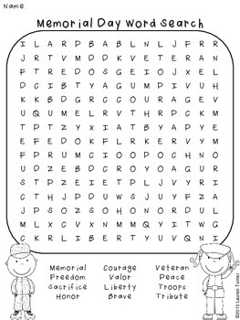 Memorial Day Word Search and Crossword Puzzle *FREEBIE* by The Fourth Shoe