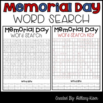 Preview of Memorial Day Word Search