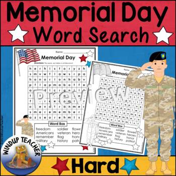 memorial day word search hard by windup teacher tpt