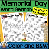 memorial day word search worksheets teaching resources tpt