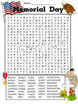 memorial day word search hard for grades 5 to adult by windup teacher