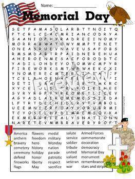 memorial day word search hard for grades 5 to adult by windup teacher