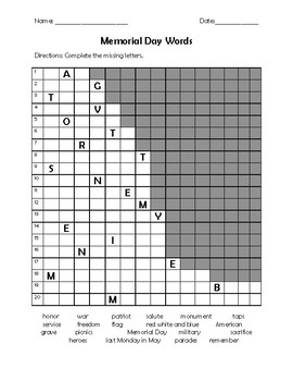 memorial day word search and activities by teacher chips school store
