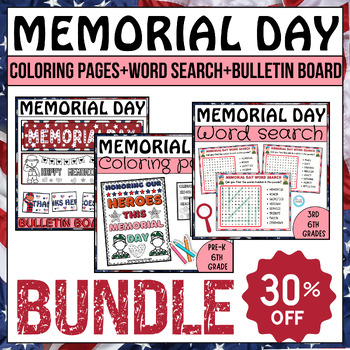 Preview of Memorial Day Word search, Bulletin Board Banners&coloring pages BUNDLE,