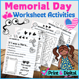 Memorial Day Worksheet Activities - Math, Word Search, Maz