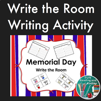 Preview of Memorial Day Write the Room Task Cards Printable and Digital Easel Activity