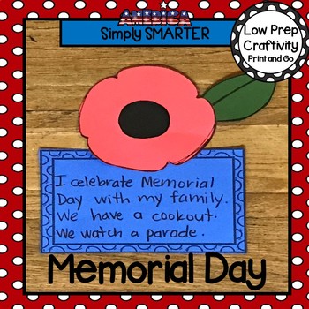 Memorial Day Poppy Writing Cut and Paste Craftivity | TpT