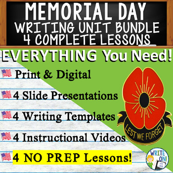 Preview of Memorial Day Writing Unit - 4 Essay Activities, Graphic Organizers, Rubrics