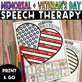 Memorial Day and Veteran's Day Speech Therapy Activity