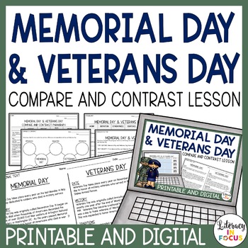 Preview of Memorial Day and Veterans Day Activities | Printable & Digital