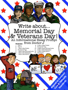 Preview of Memorial Day Veterans Day Informational Writing Essay Common Core 3rd 4th 5th