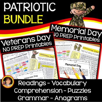 Preview of Memorial Day and Veterans Day Reading Comprehension | ESL ACTIVITY BUNDLE