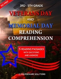 Memorial Day and Veterans Day Reading Comprehension for 3r