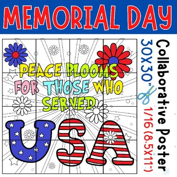 Preview of memorial day activities | memorial day Coloring collaborative poster