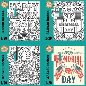 Preview of Memorial Day coloring page activities Collaborative Poster Bundle