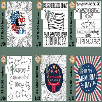 Preview of Memorial Day coloring pages activities Collaborative Poster Bundle