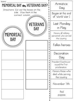 Memorial Day Worksheets