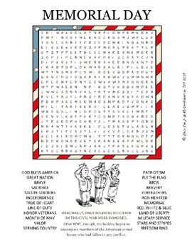 memorial day word search puzzle worksheet by mrworksheet tpt