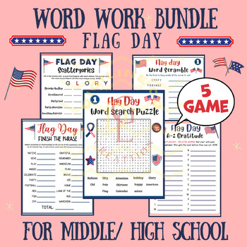 Preview of Memorial Day word work BUNDLE phonics centers word scramble main idea middle 9th
