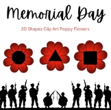 Memorial & Veterans Day Poppy Flowers | 2D Shapes Clip Art