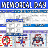 Memorial day Activity Bundle: Reading, Coloring, Crown, Po