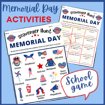 Preview of Memorial day Scavenger Hunt craft Game social studies classroom activity primary