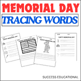 Memorial day activities ,writing and reading words,handwriting.