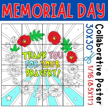 Preview of Memorial day collaborative coloring poster | memorial day bulletin board