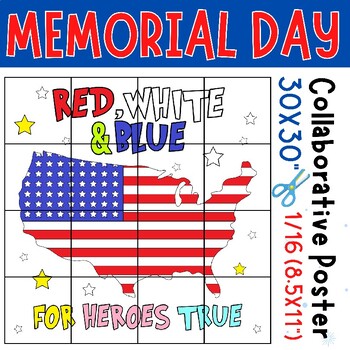 Preview of Memorial day collaborative poster | memorial day activities: Coloring pages