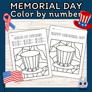 Memorial day color by number math worksheets,may activities,coloring pages