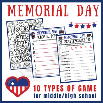 Preview of Memorial day fun independent reading Activities Unit Sub Plans Early finishers