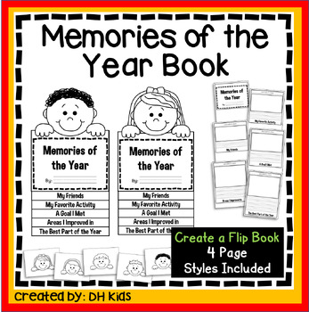Preview of Memories of the Year Flip Book - End of School Year Writing Activity, June Art