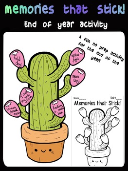 Preview of Memories that Stick | Summer End of Year Activity |