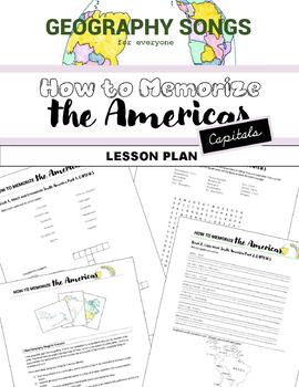 Preview of Memorize North/South America CAPITALS ▪ Lessons ▪ Songs ▪ Worksheets ▪ Stream