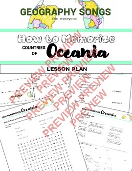 Preview of Memorize Oceania COUNTRIES ▪ Lesson Plan ▪ Songs ▪ Worksheets ▪ Stream Video