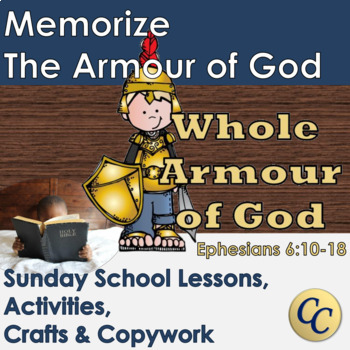 Preview of Memorize The Armor of God - Memory Verse Pack, Sunday School Lessons & Copywork