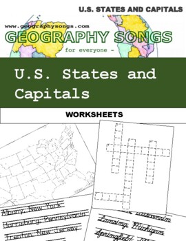 Preview of Memorize U.S. States & Capitals - Songs, Worksheets, Lesson Plan, Stream Video