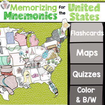Preview of Memorizing Mnemonics for the United States Geography [Flashcards, Maps, Quizzes]