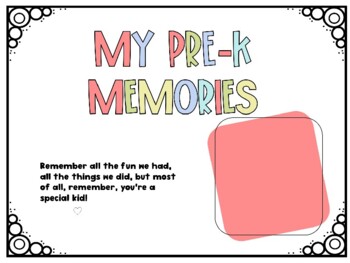 Preview of Memory Book Cover Page for End of Year/ Open House