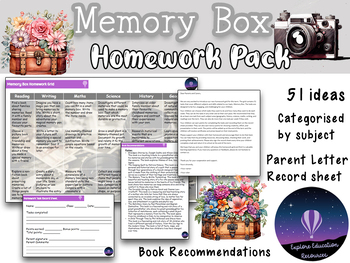 Preview of Memory Box Homework Pack - 51 Tasks, Parent Letter, Book Recommendations
