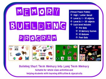 Preview of Memory Building Program: Short Term to Long Term Memory Skills