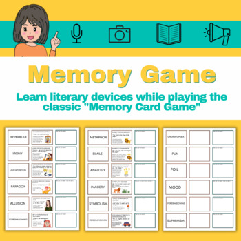 Memory Card Game: Literary Devices for English Language Arts (Grades 5-9)